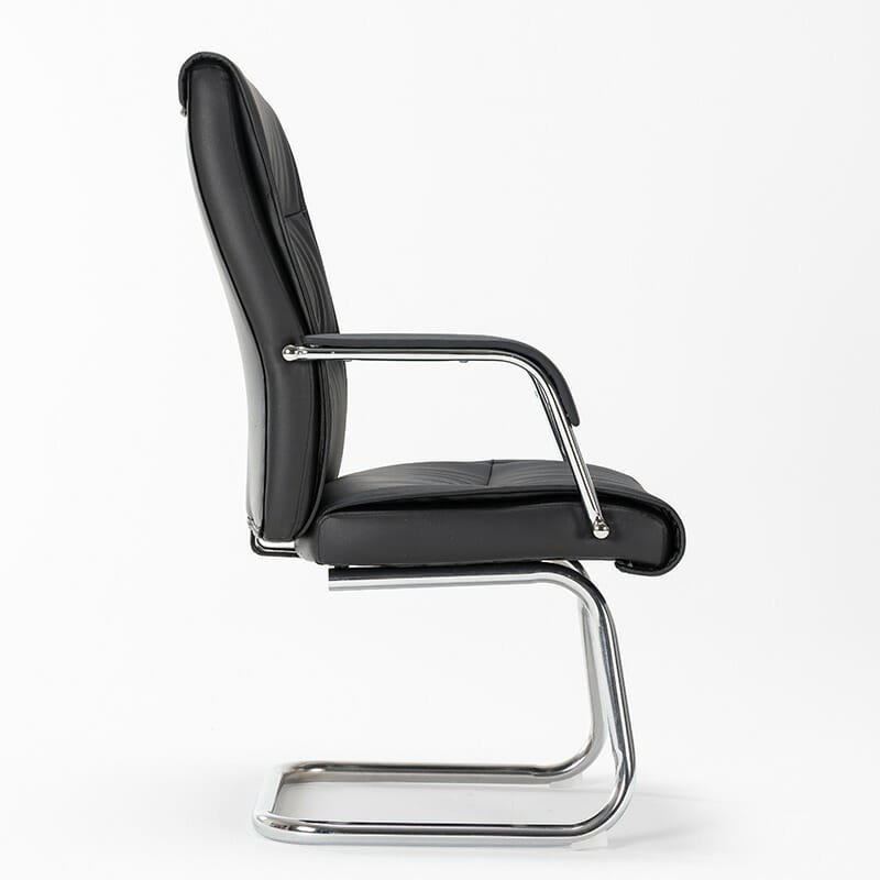 Silla De Visita Magnus Vinipiel Color Negro Base Cromada - Image 4