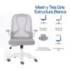Silla Operativa E107 Mesh y Tela Color Gris Estructura Blanca - Image 2