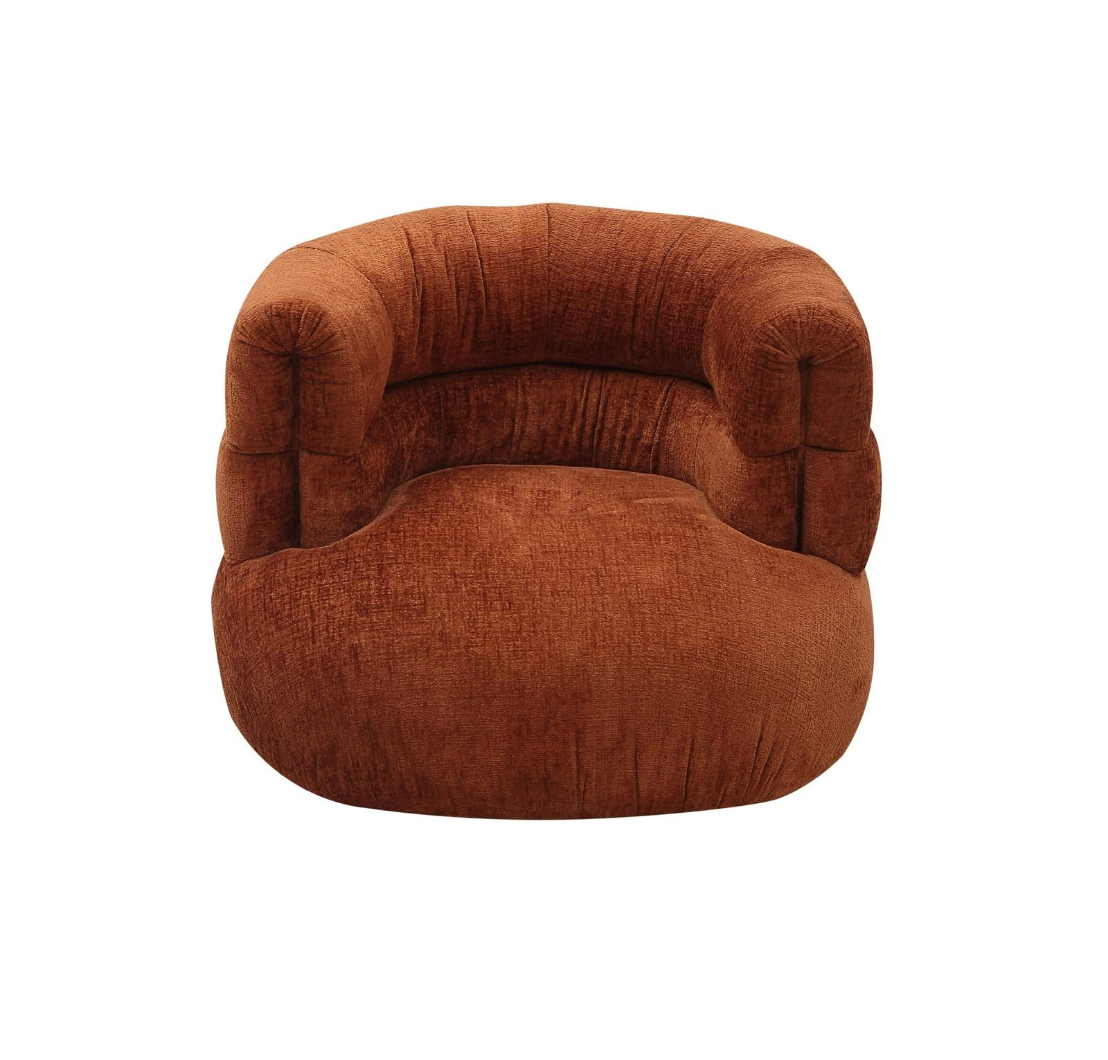 Divani Casa Shay - Silla decorativa moderna de tela naranja quemado + otomana - Image 2