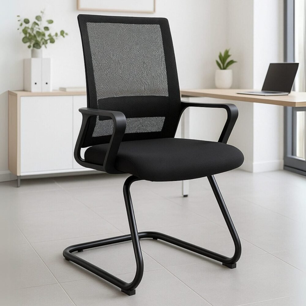 Silla visita Trineo Respaldo Mesh Asiento Negro