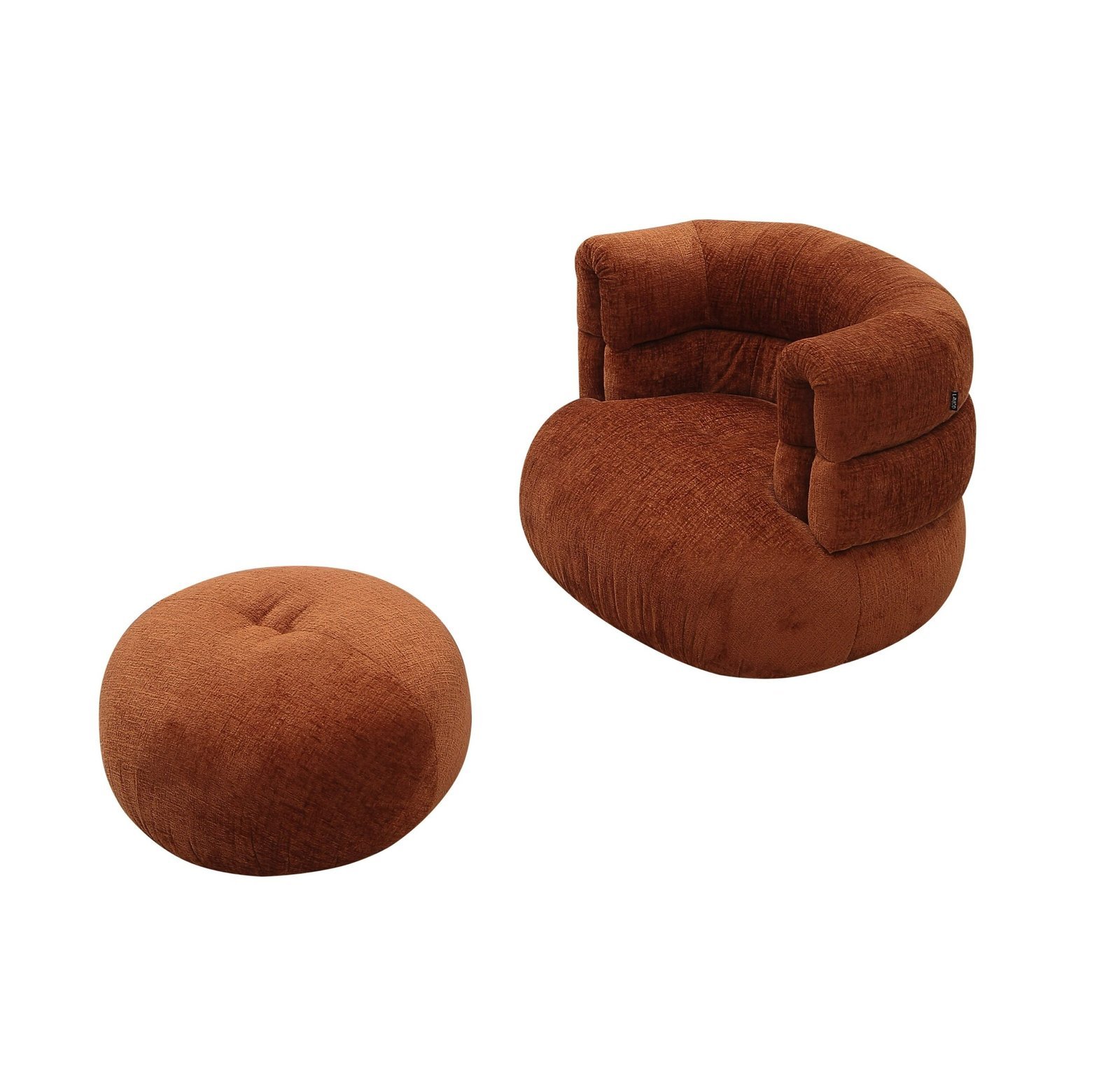 Divani Casa Shay - Silla decorativa moderna de tela naranja quemado + otomana - Image 3