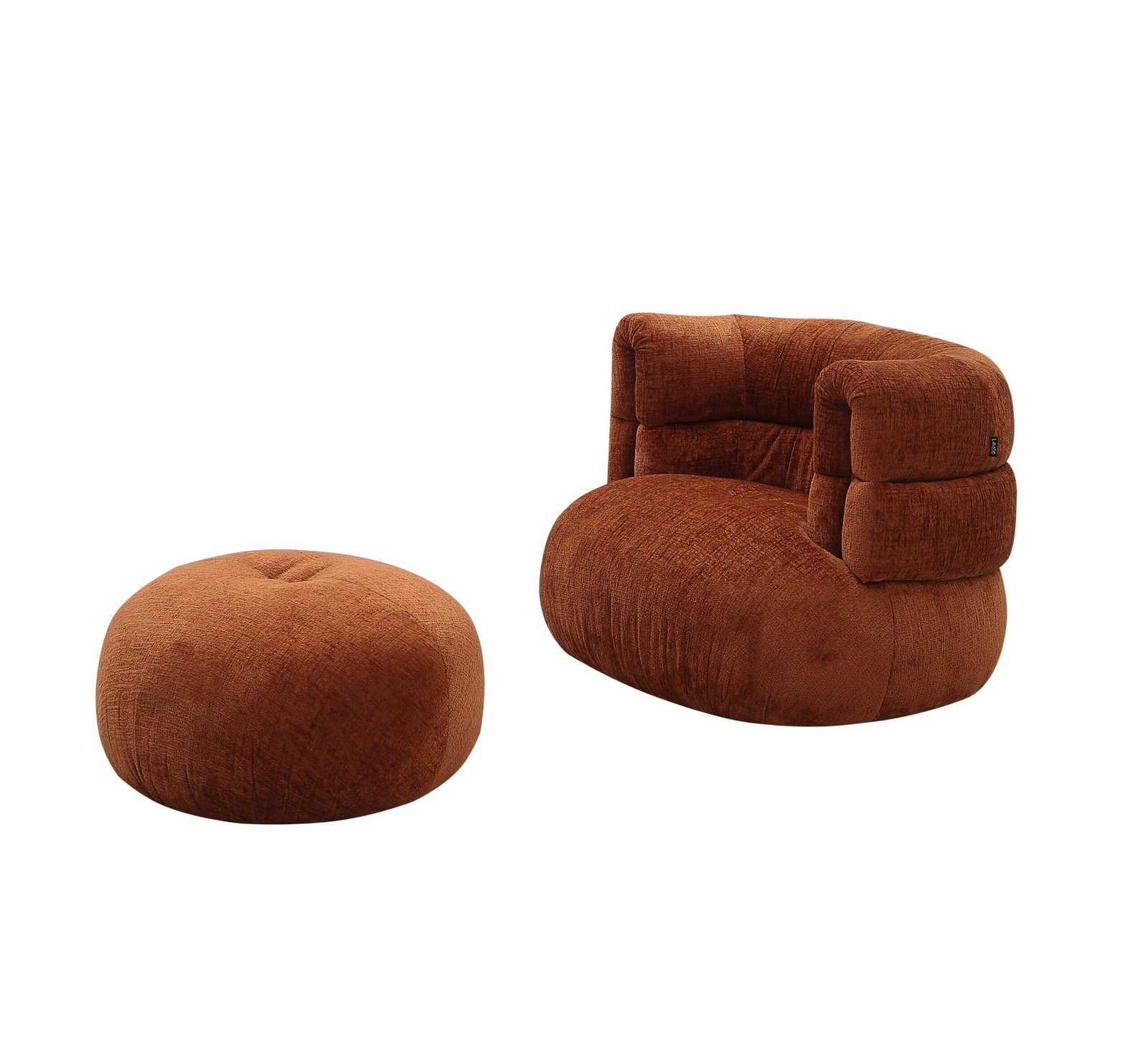 Divani Casa Shay - Silla decorativa moderna de tela naranja quemado + otomana