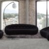 Divani Casa Yolonda - Silla moderna curvada de tela negra - Image 4