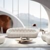 Divani Casa Yolonda - Silla moderna curvada de tela beige - Image 4