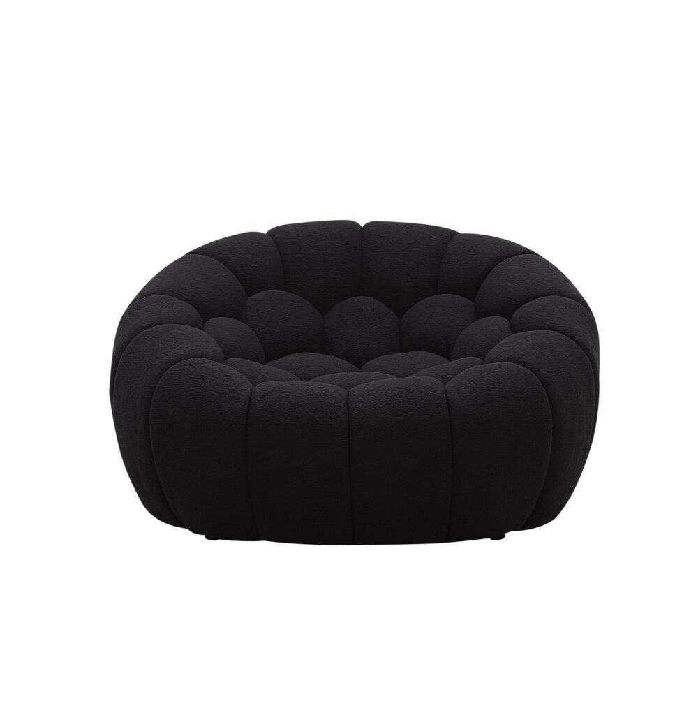 Divani Casa Yolonda - Silla moderna curvada de tela negra