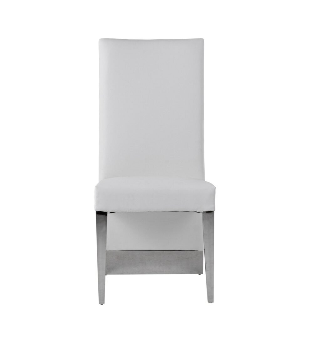 Silla de comedor Modrest Kilson moderna de polipiel blanca y acero inoxidable (juego de 2)