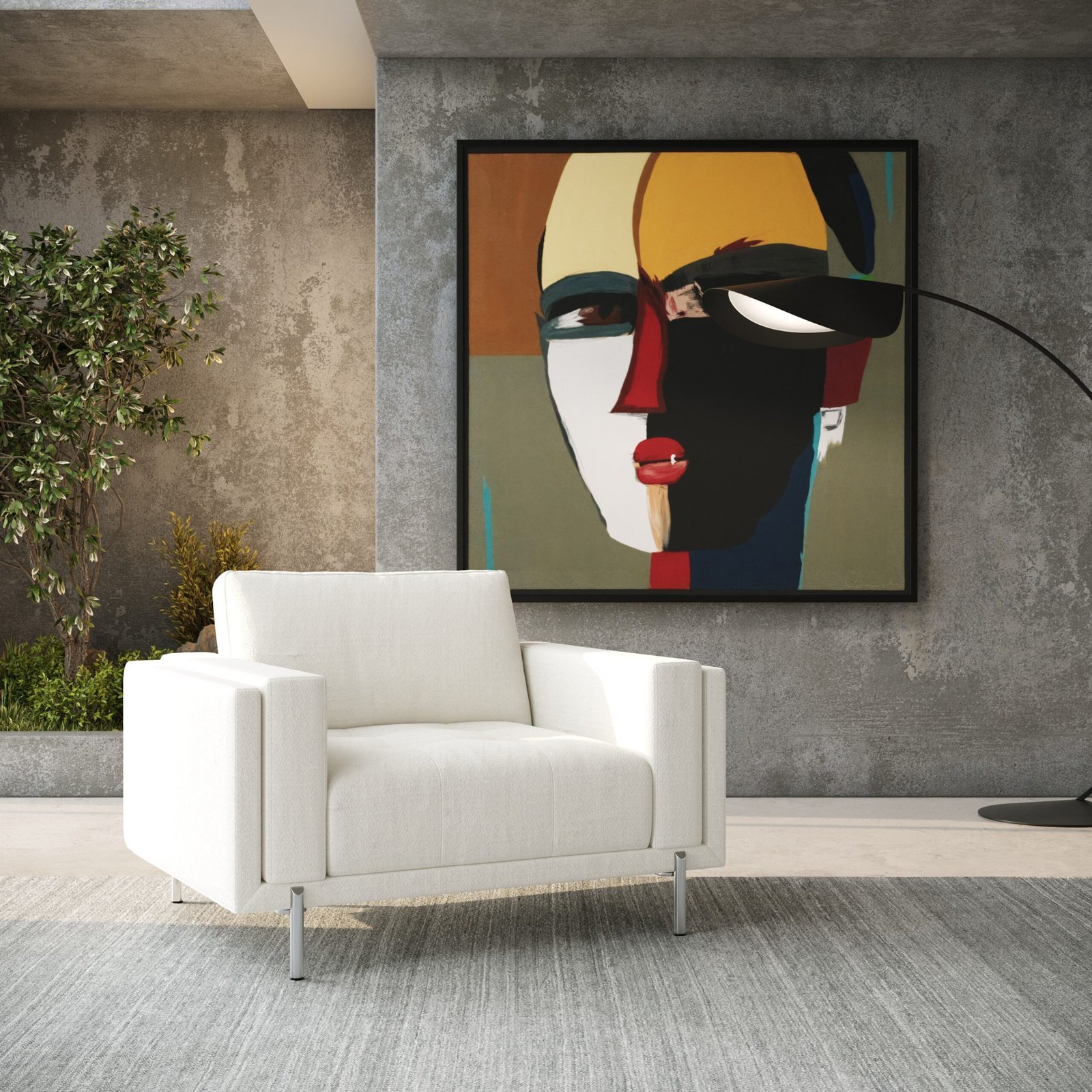 Divani Casa Schmidt - Silla moderna de tela color blanco roto - Image 5