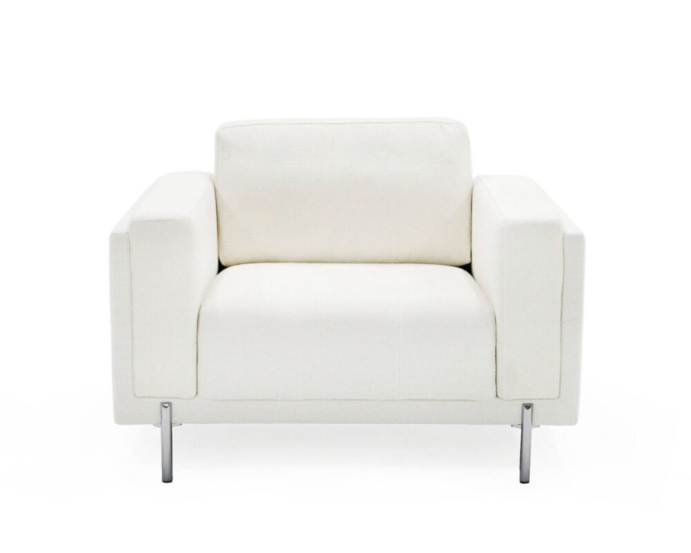 Divani Casa Schmidt - Silla moderna de tela color blanco roto