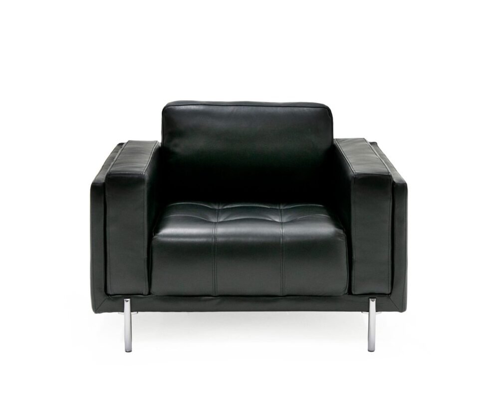 Divani Casa Schmidt - Silla moderna de cuero negro
