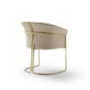 Modrest Renfew - Silla de comedor moderna de cuero vegano beige + champán dorado - Image 2