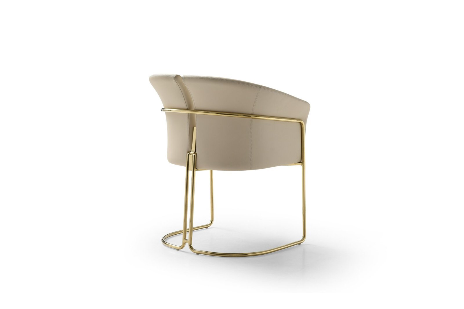 Modrest Renfew - Silla de comedor moderna de cuero vegano beige + champán dorado - Image 2