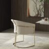 Modrest Renfew - Silla de comedor moderna de cuero vegano beige + champán dorado - Image 4