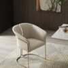 Modrest Renfew - Silla de comedor moderna de cuero vegano beige + champán dorado - Image 3