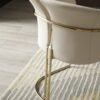 Modrest Renfew - Silla de comedor moderna de cuero vegano beige + champán dorado - Image 5
