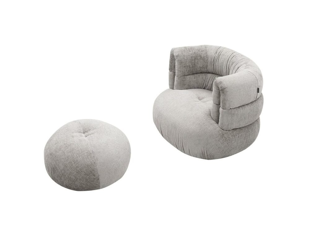 Divani Casa Shay - Silla decorativa moderna de tela gris + otomana