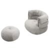 Divani Casa Shay - Silla decorativa moderna de tela gris + otomana