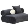 Divani Casa Simpson - Asiento modular curvo sin brazos de tela gris oscuro contemporáneo con cojines