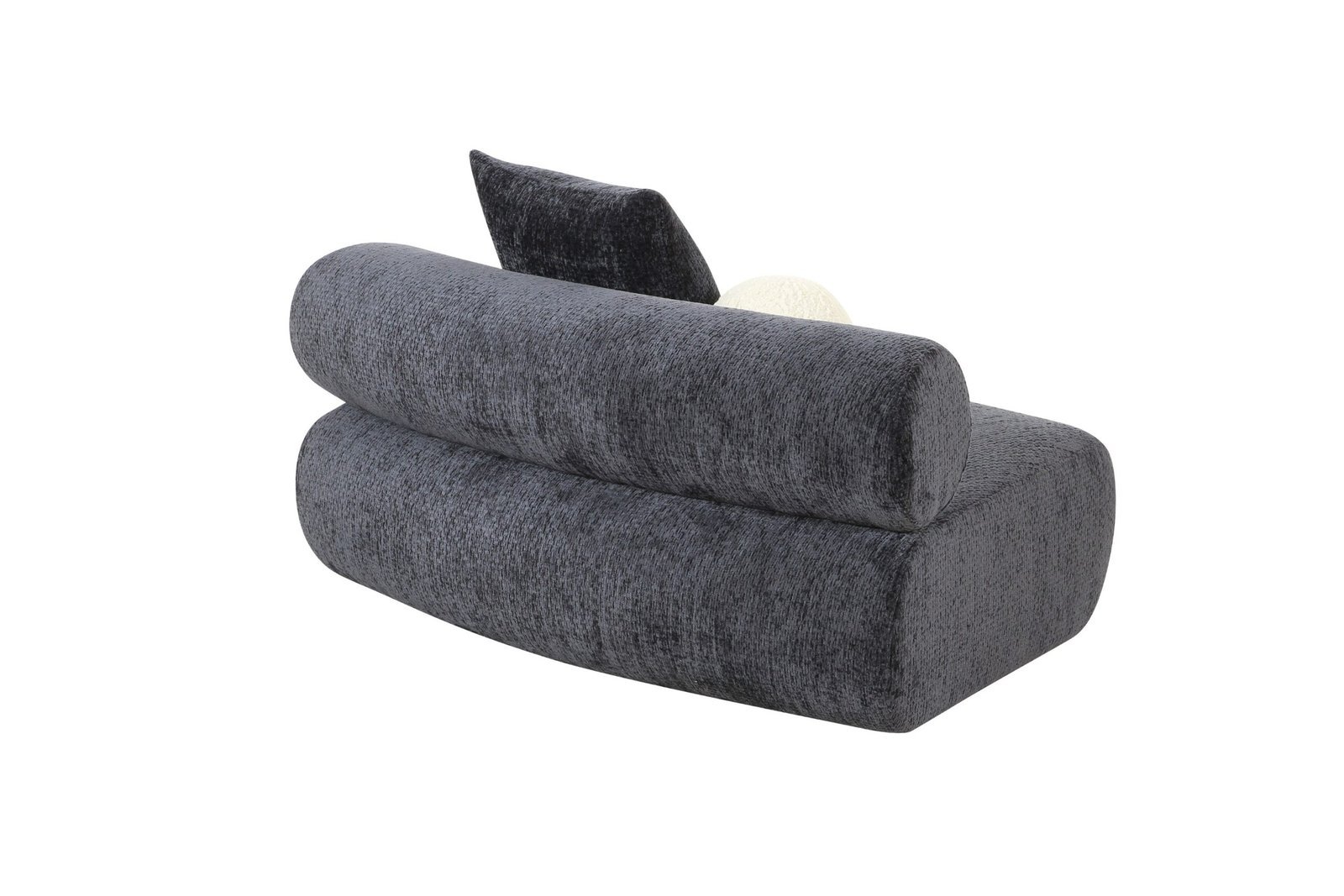 Divani Casa Simpson - Asiento modular curvo sin brazos de tela gris oscuro contemporáneo con cojines - Image 2