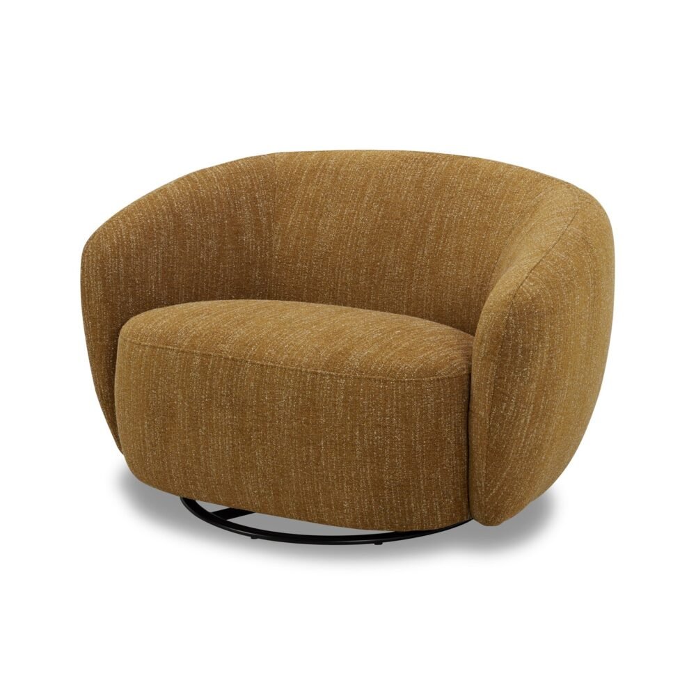 Divani Casa Norris - Silla decorativa giratoria moderna de tela mostaza