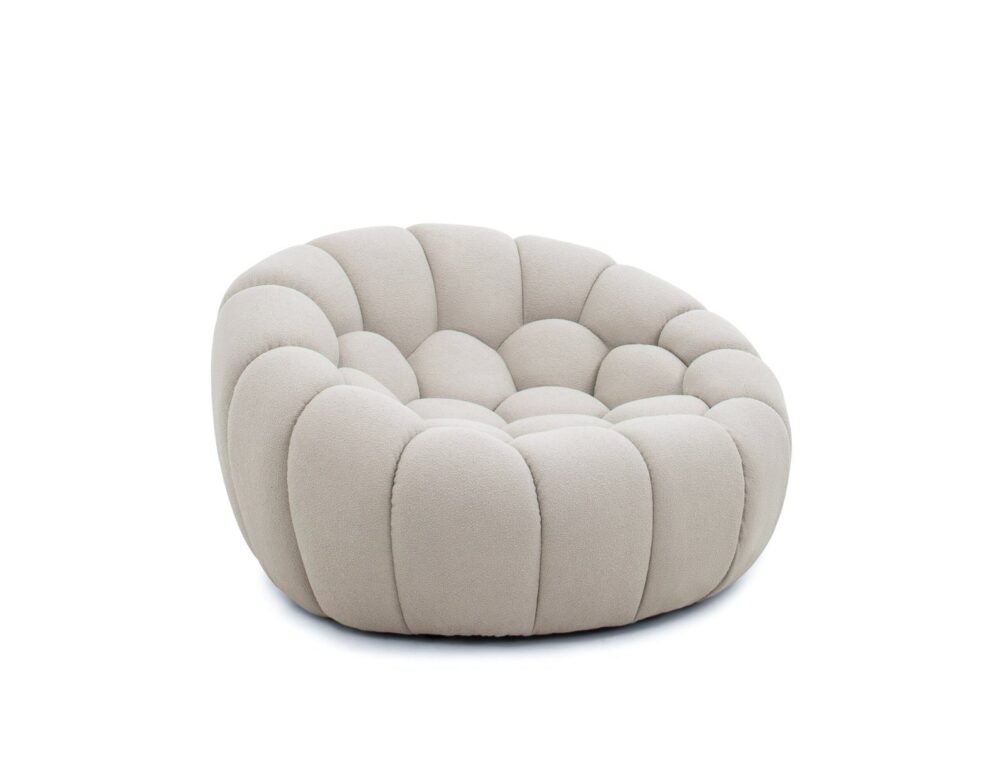 Divani Casa Yolonda - Silla moderna curvada de tela beige