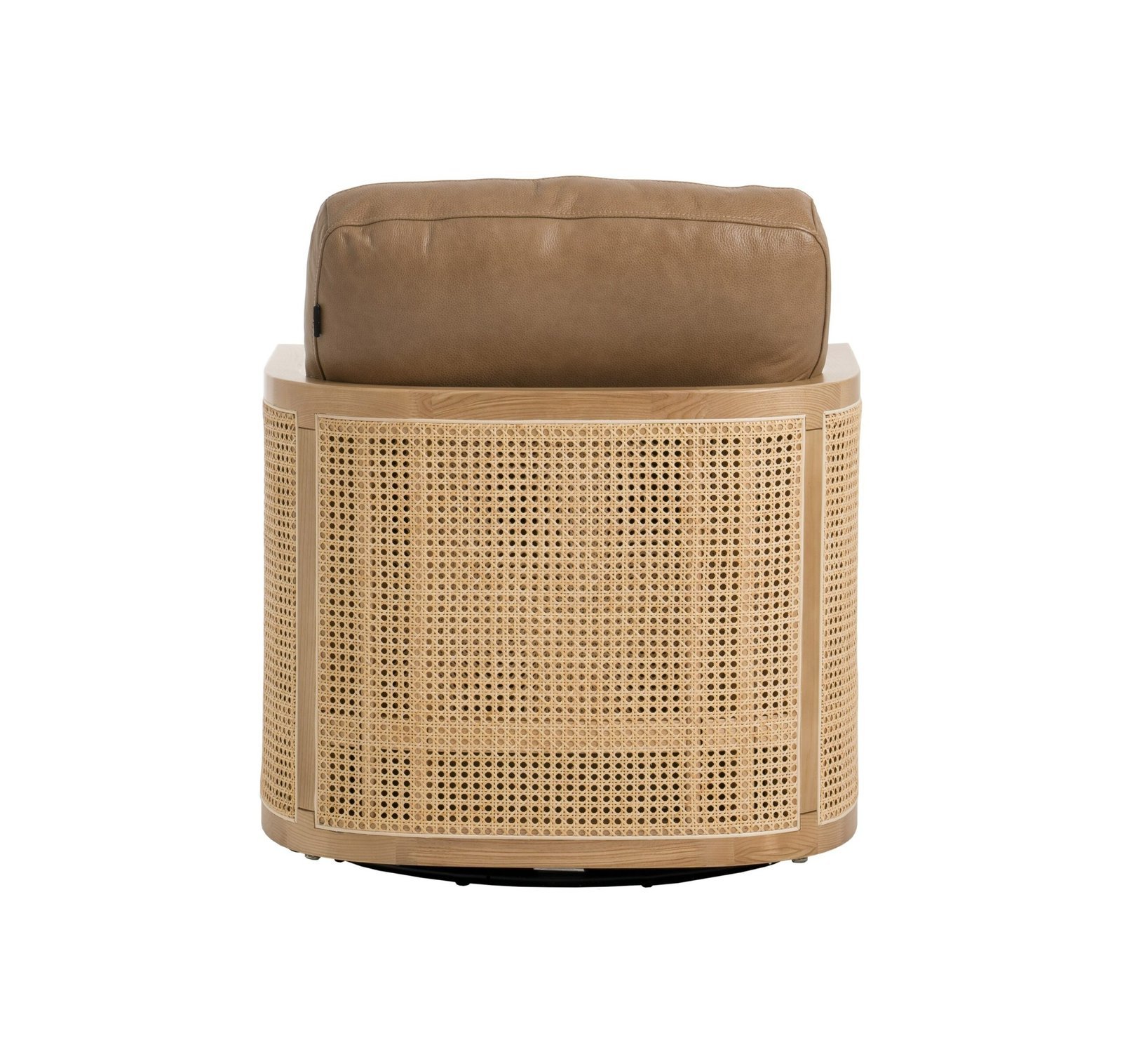 Divani Casa Danson - Silla moderna de cuero color canela + acento giratorio de mimbre - Image 5