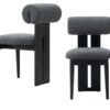 Modrest Skerrit - Tela gris moderna + silla de comedor de roble negro (juego de 2) - Image 5
