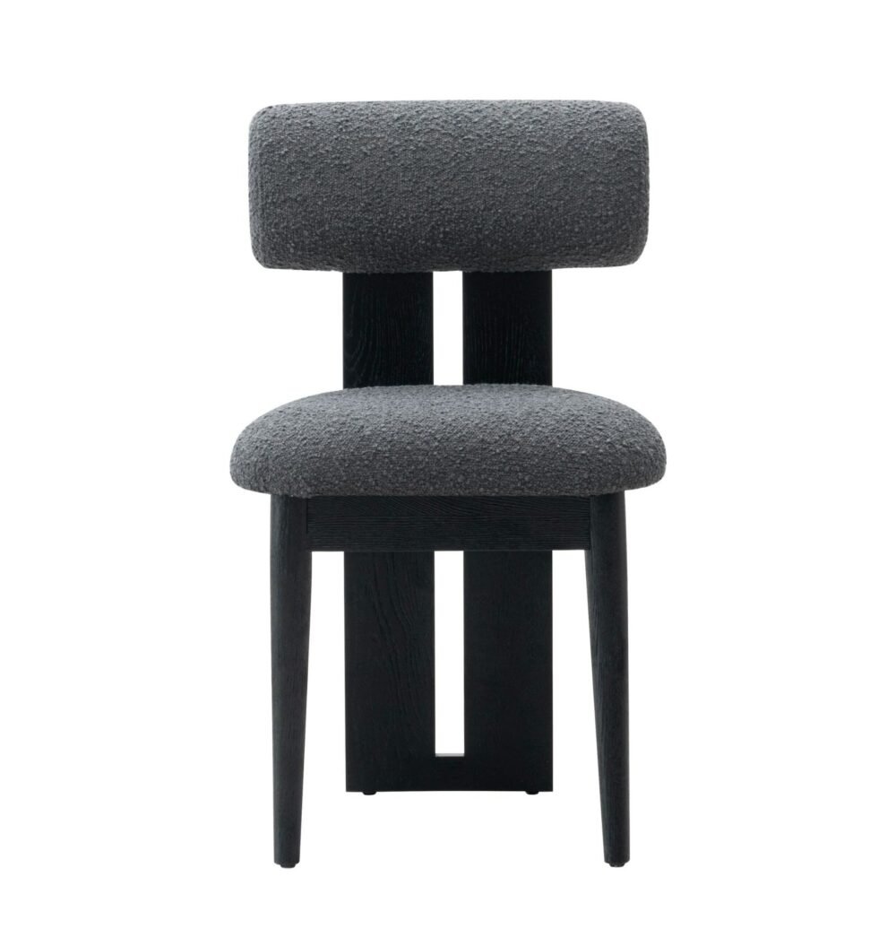 Modrest Skerrit - Tela gris moderna + silla de comedor de roble negro (juego de 2)