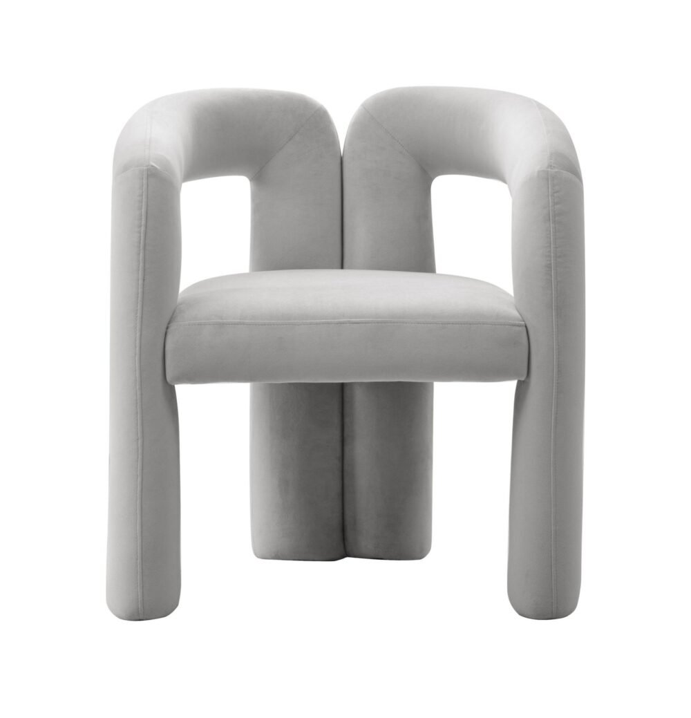 Modrest Mulgrew - Silla de comedor moderna de terciopelo gris claro