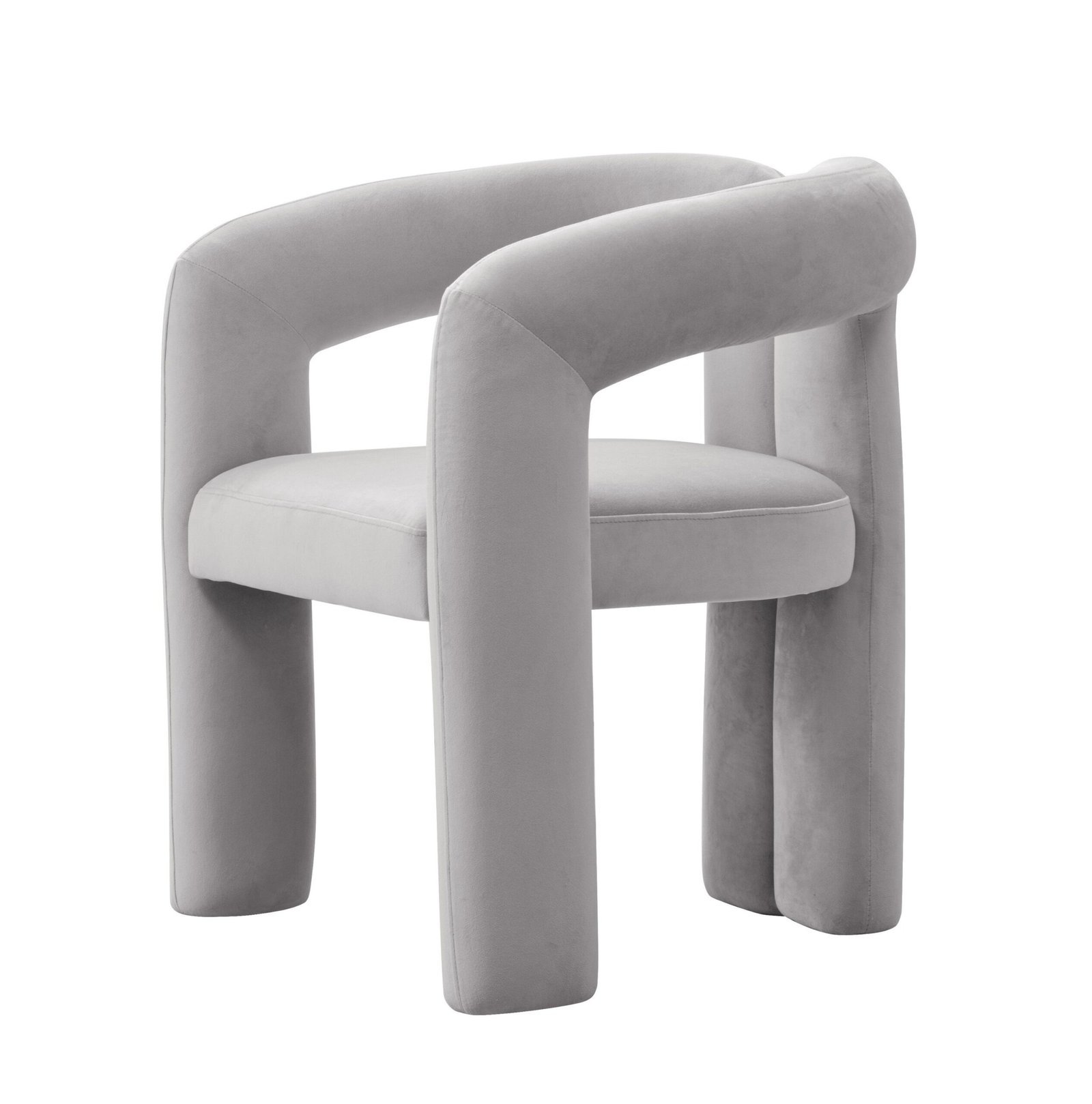 Modrest Mulgrew - Silla de comedor moderna de terciopelo gris claro - Image 2