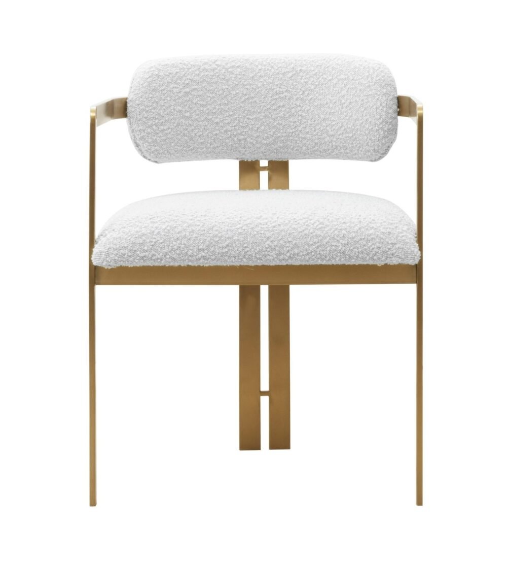 Modrest Feldon - Silla de comedor moderna de tela blanca + dorada