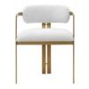 Modrest Feldon - Silla de comedor moderna de tela blanca + dorada