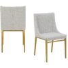 Modrest Mimi - Silla de comedor moderna de tela gris claro + silla de comedor de latón antiguo (juego de 2) - Image 4