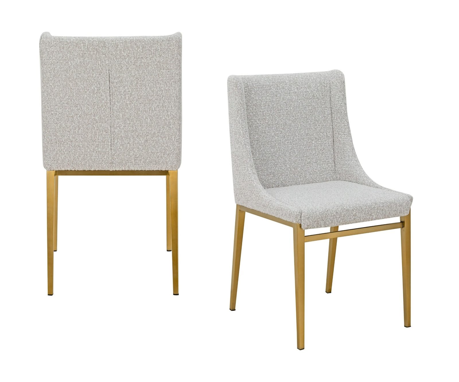 Modrest Mimi - Silla de comedor moderna de tela gris claro + silla de comedor de latón antiguo (juego de 2) - Image 4
