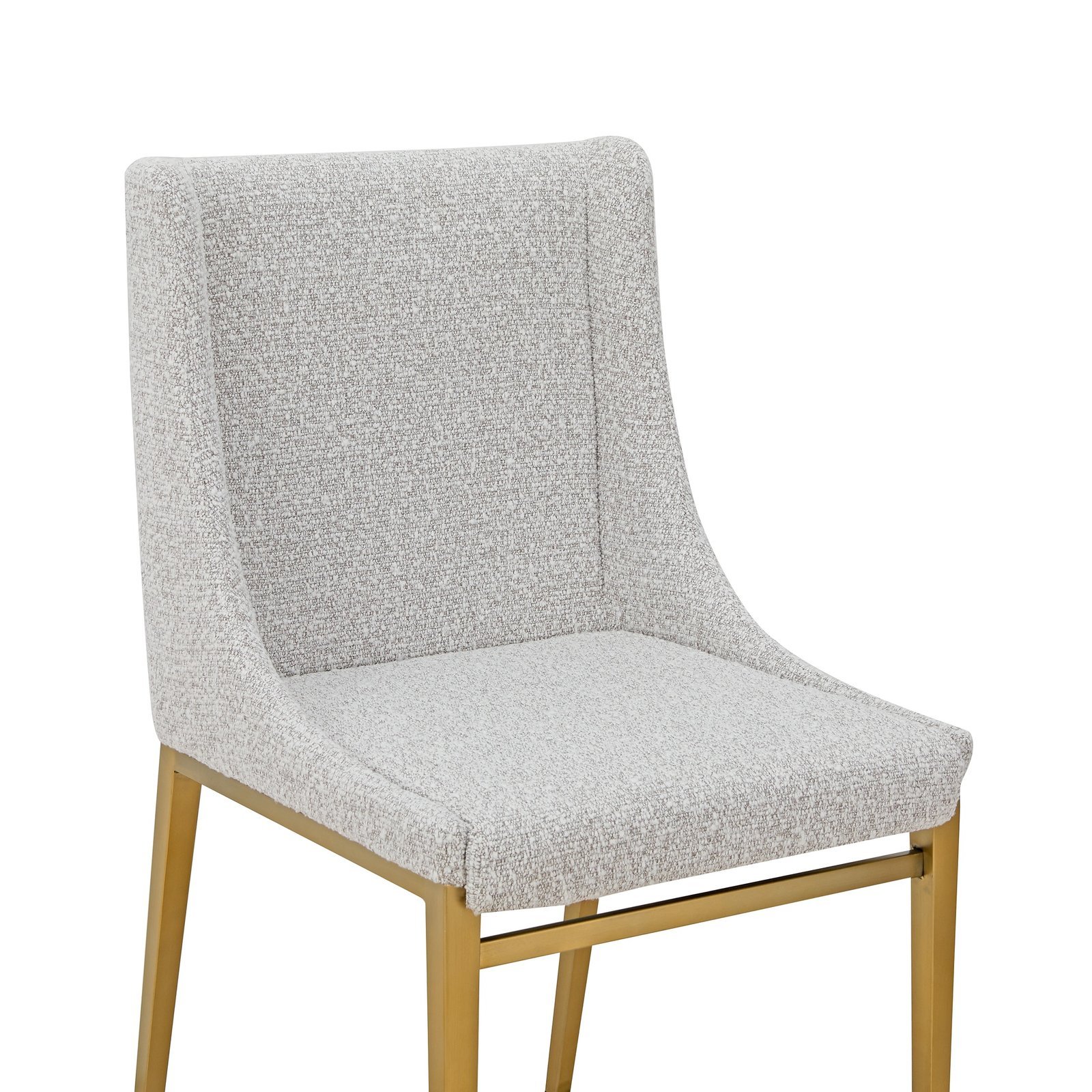 Modrest Mimi - Silla de comedor moderna de tela gris claro + silla de comedor de latón antiguo (juego de 2) - Image 3