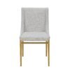 Modrest Mimi - Silla de comedor moderna de tela gris claro + silla de comedor de latón antiguo (juego de 2)