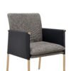 Modrest Engel - Silla de comedor moderna de cuero vegano gris oscuro + tela gris + silla de comedor de latón antiguo - Image 3