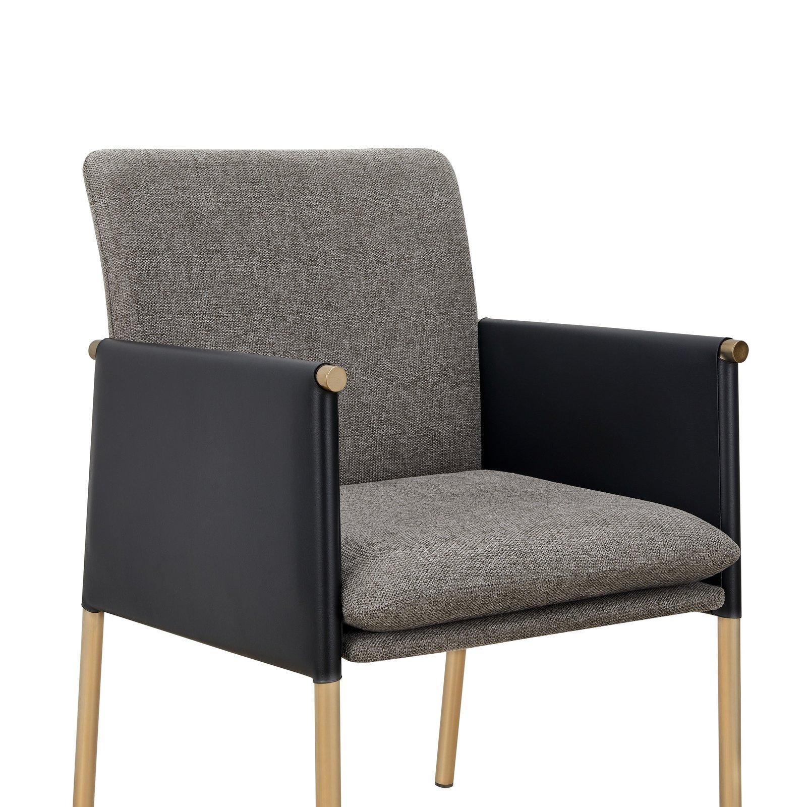 Modrest Engel - Silla de comedor moderna de cuero vegano gris oscuro + tela gris + silla de comedor de latón antiguo - Image 3