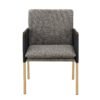 Modrest Engel - Silla de comedor moderna de cuero vegano gris oscuro + tela gris + silla de comedor de latón antiguo