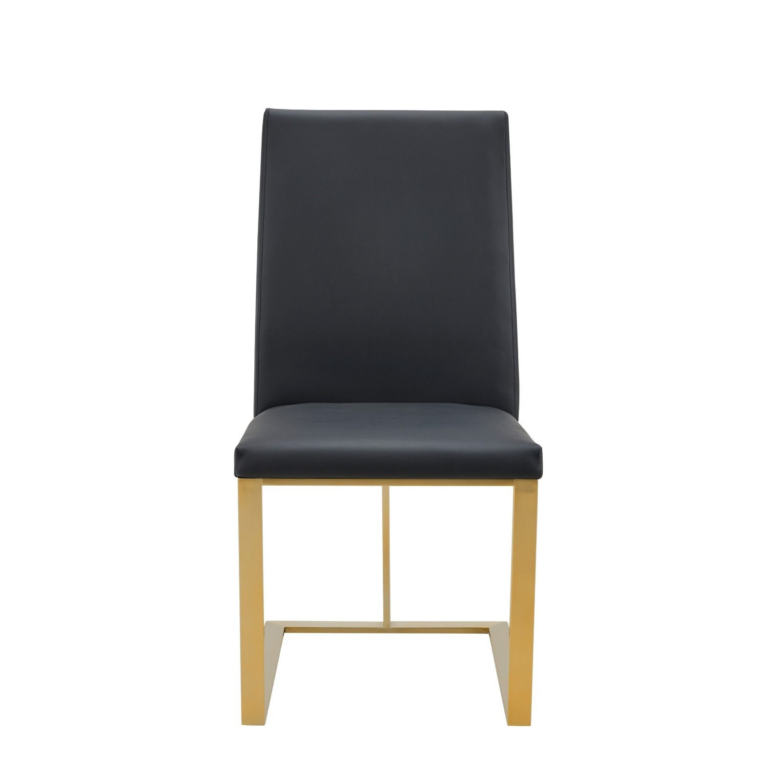 Modrest Frankie - Silla de comedor moderna de cuero vegano gris oscuro + latón antiguo