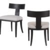 Modrest Fabien - Silla de comedor moderna de lino beige de mediados de siglo + silla de comedor de nogal negro (juego de 2) - Image 5