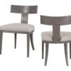 Modrest Fabien - Silla de comedor moderna de lino beige de mediados de siglo + silla de comedor gris lavado (juego de 2) - Image 5