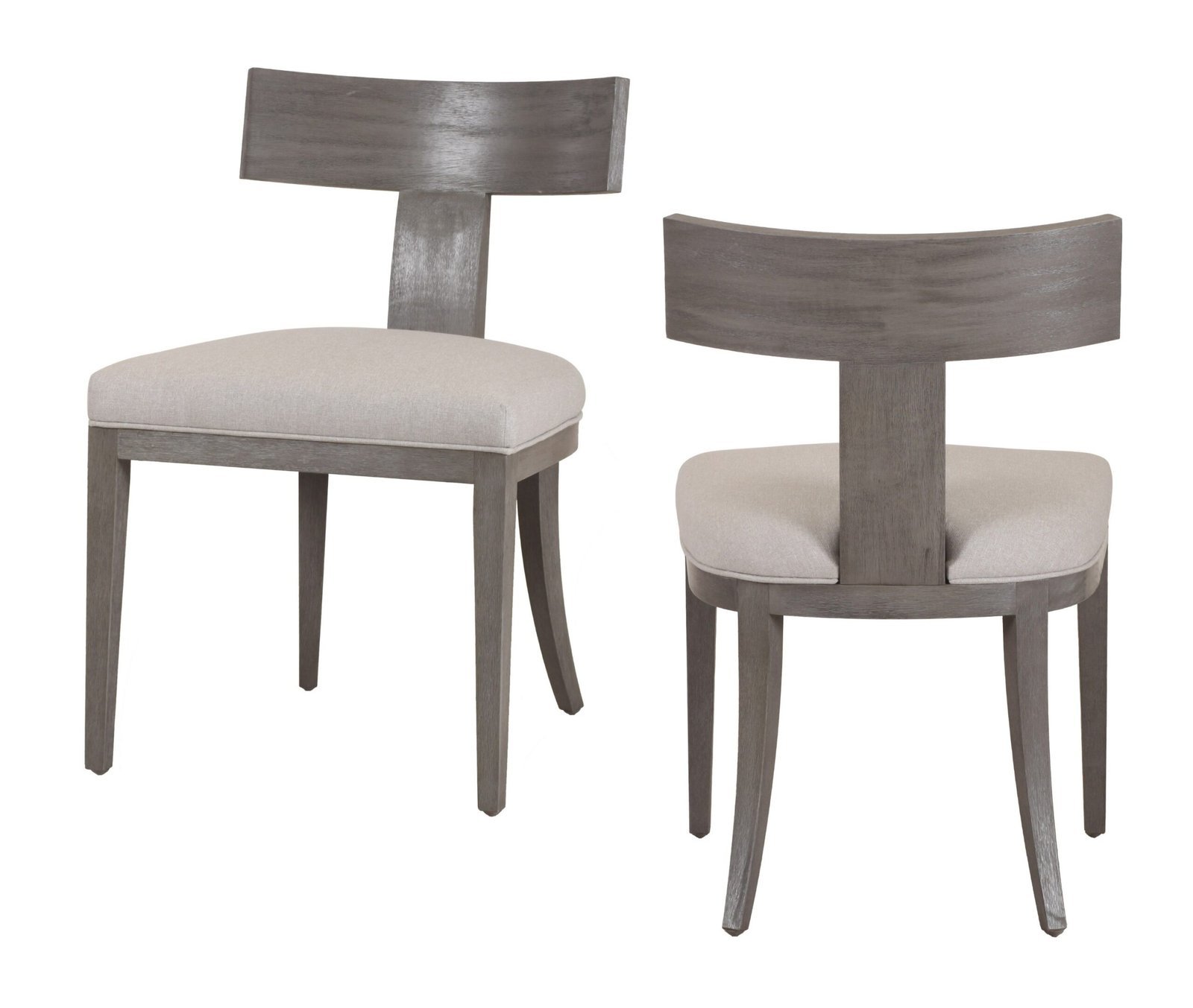 Modrest Fabien - Silla de comedor moderna de lino beige de mediados de siglo + silla de comedor gris lavado (juego de 2) - Image 5