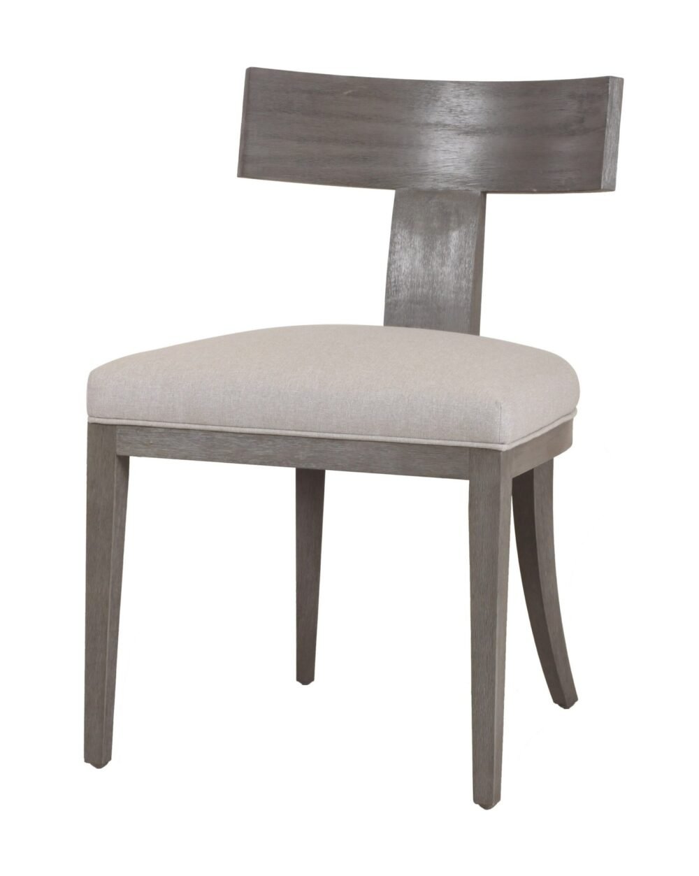 Modrest Fabien - Silla de comedor moderna de lino beige de mediados de siglo + silla de comedor gris lavado (juego de 2)