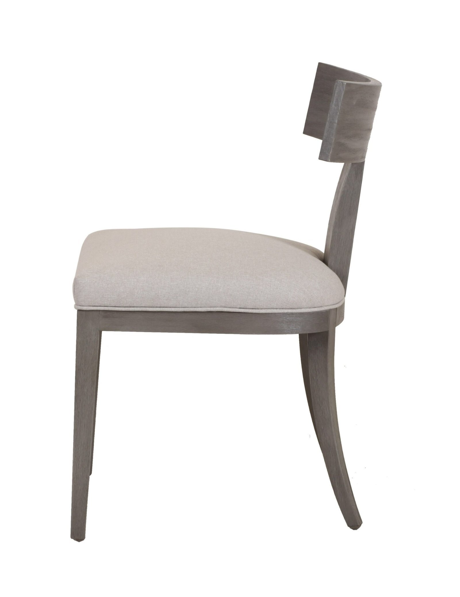 Modrest Fabien - Silla de comedor moderna de lino beige de mediados de siglo + silla de comedor gris lavado (juego de 2) - Image 2