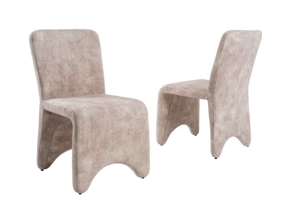 Modrest Ditka - Silla de comedor moderna de terciopelo beige (juego de 2)