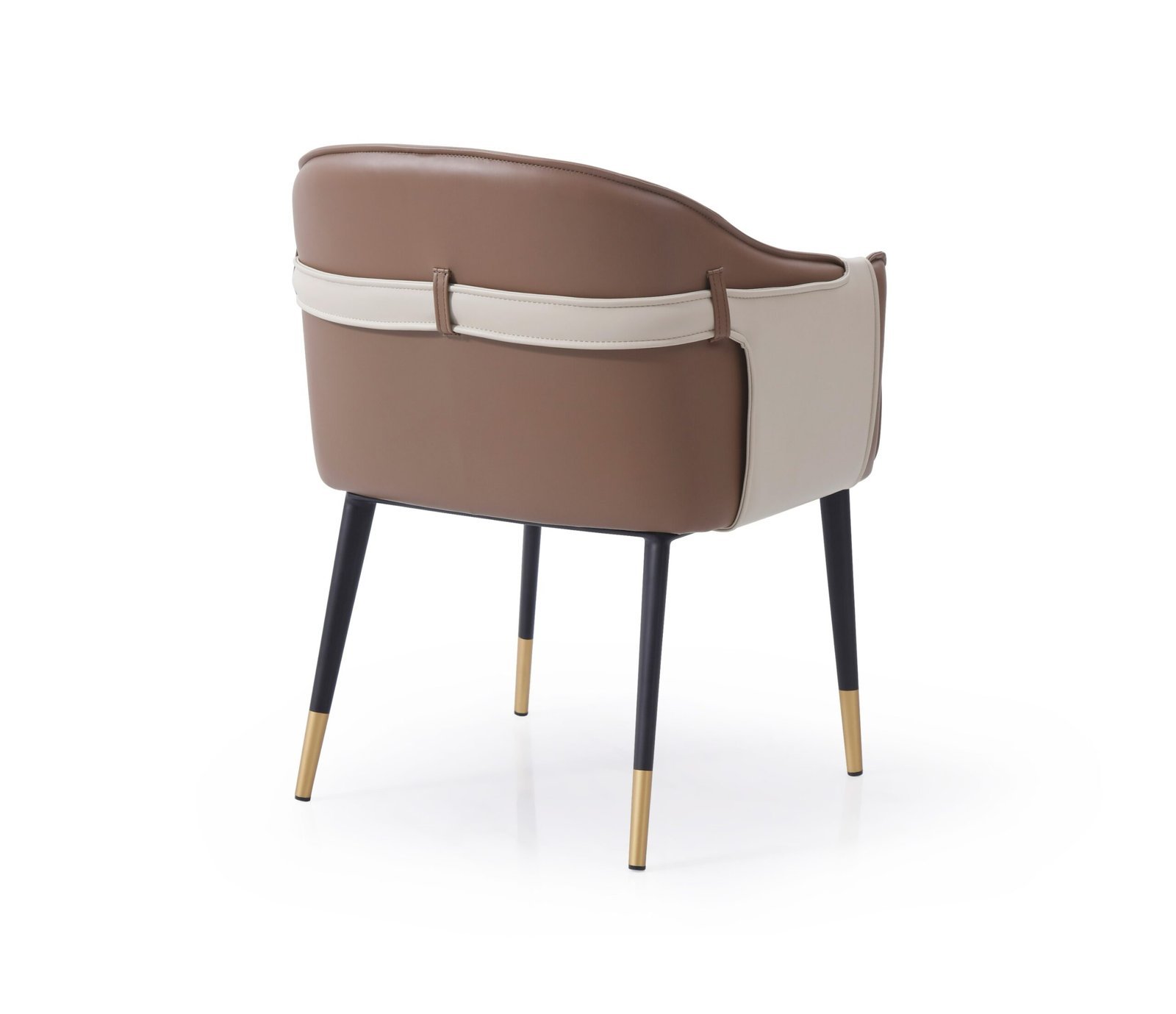 Modrest Calderon - Silla de comedor moderna de cuero vegano marrón y beige - Image 2