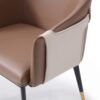 Modrest Calderon - Silla de comedor moderna de cuero vegano marrón y beige - Image 3