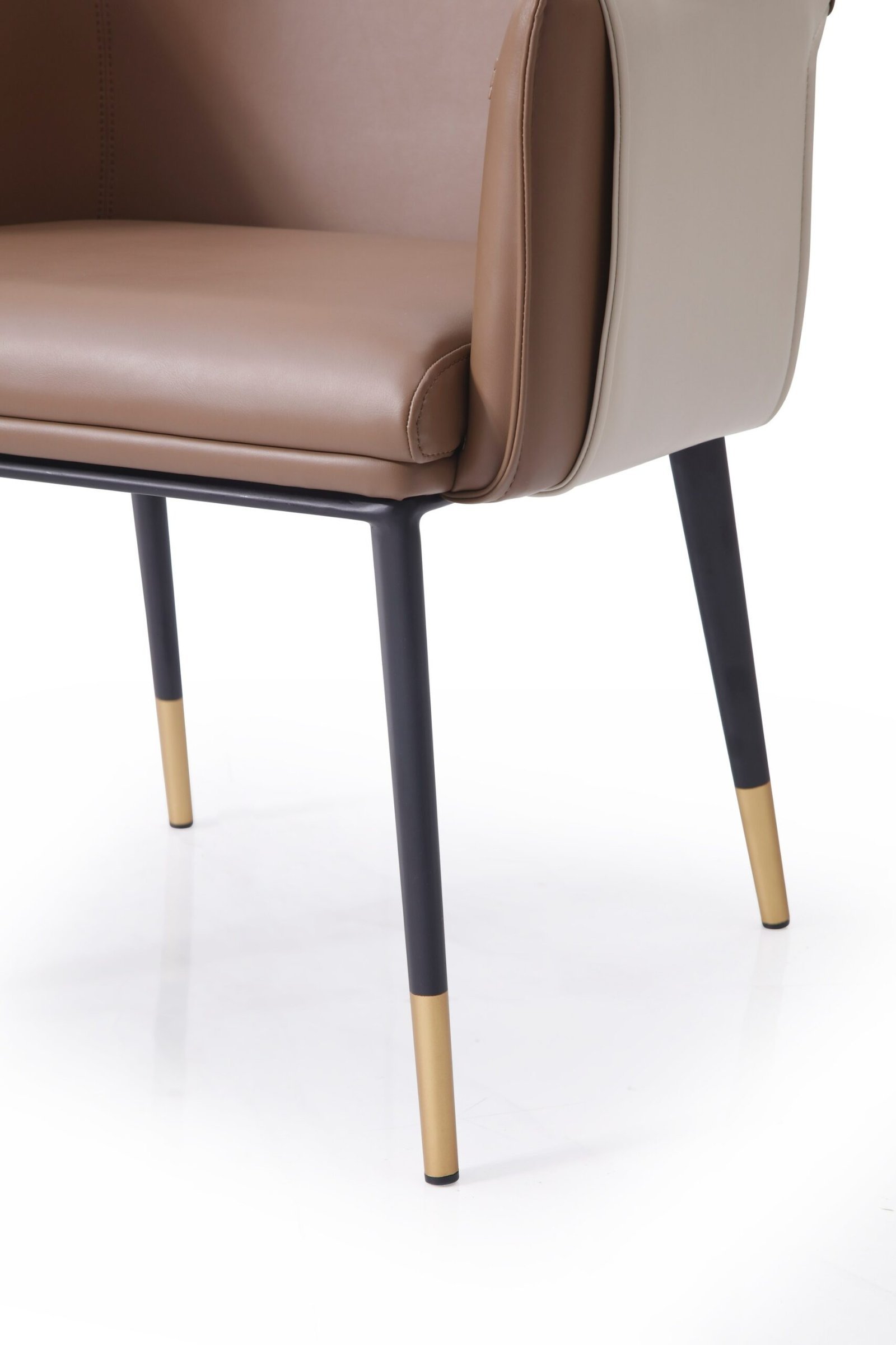 Modrest Calderon - Silla de comedor moderna de cuero vegano marrón y beige - Image 4