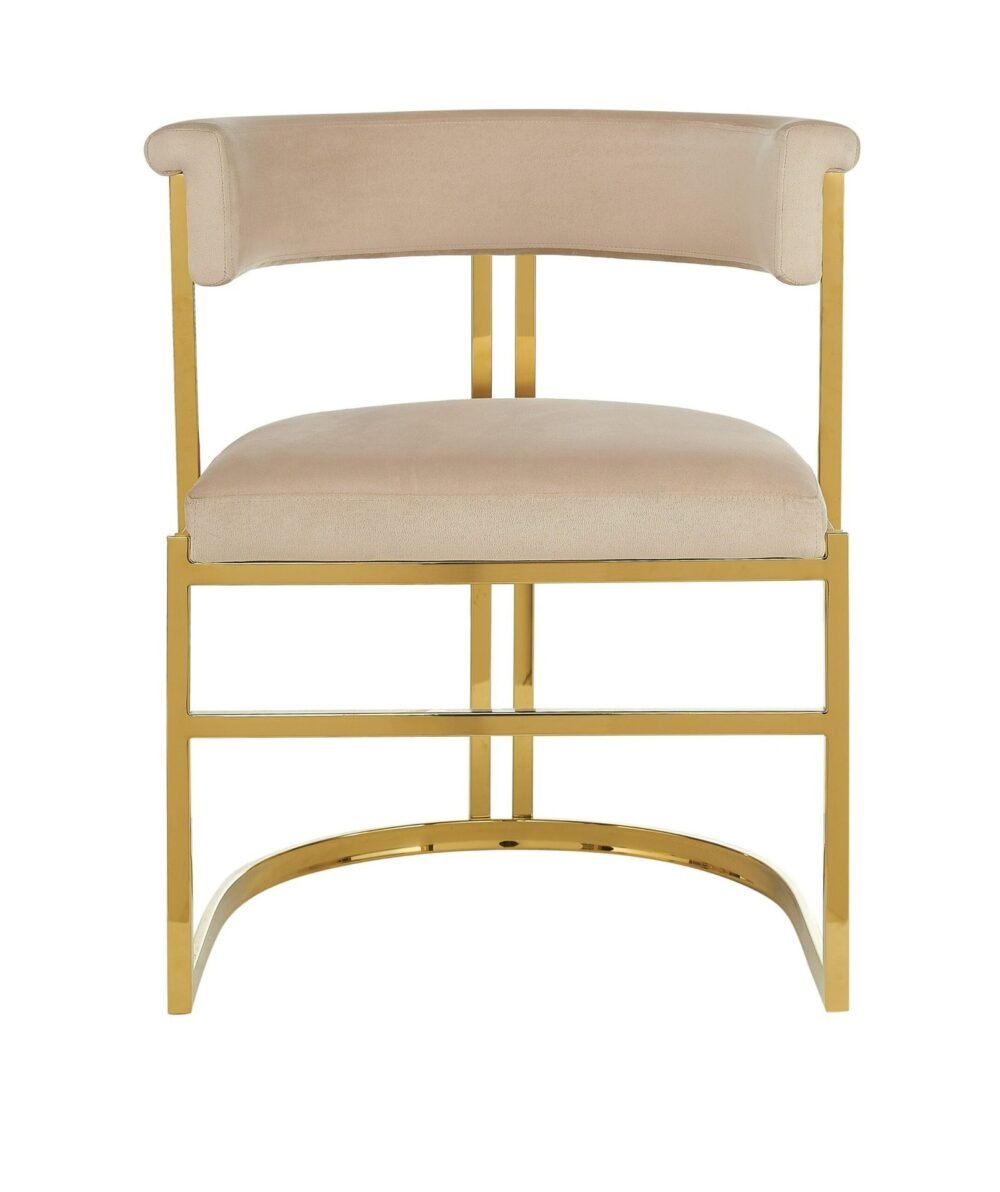 Modrest Munith - Silla de comedor moderna de terciopelo beige + dorada