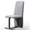 Modrest Tasha - Silla de comedor moderna de lino gris + silla de comedor de bronce cepillado (juego de 2)